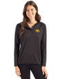 Iowa Hawkeyes Cutter & Buck Coastline Epic Comfort Recycled Womens Hooded Shirt Black Front