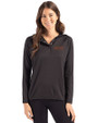 UOP Tigers Cutter & Buck Coastline Epic Comfort Recycled Womens Hooded Shirt Black Front