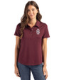 Southern Illinois Salukis College Vault Cutter & Buck Coastline Epic Comfort Recycled Womens Polo Bordeaux Front