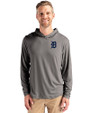 Detroit Tigers Cutter & Buck Coastline Epic Comfort Recycled Mens Hooded Shirt Elemental Grey Front