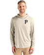 Pittsburgh Pirates Cutter & Buck Coastline Epic Comfort Recycled Mens Hooded Shirt Wheat Front