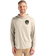 Milwaukee Brewers Cutter & Buck Coastline Epic Comfort Recycled Mens Hooded Shirt Wheat Front