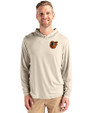 Baltimore Orioles Cutter & Buck Coastline Recycled Double Peached Mens Hooded Pullover Wheat Front