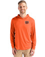 Cincinnati Bengals Cutter & Buck Coastline Epic Comfort Recycled Mens Hooded Shirt College Orange Front