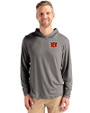 Cincinnati Bengals Cutter & Buck Coastline Epic Comfort Recycled Mens Hooded Shirt Elemental Grey Front