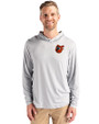 Baltimore Orioles Cooperstown Cutter & Buck Coastline Epic Comfort Recycled Mens Hooded Shirt CONCRETE Front