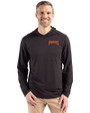 Pittsburgh Pirates Cooperstown Cutter & Buck Coastline Epic Comfort Recycled Mens Hooded Shirt Black Front