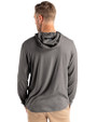Texas Rangers Cooperstown Cutter & Buck Coastline Epic Comfort Recycled Mens Hooded Shirt Elemental Grey Back