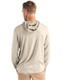 Texas Rangers Cooperstown Cutter & Buck Coastline Epic Comfort Recycled Mens Hooded Shirt Wheat Back