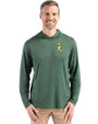 Green Bay Packers Historic Cutter & Buck Coastline Recycled Double Peached Mens Hooded Pullover Hunter Green Front