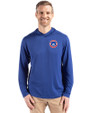 South Bend Cubs Cutter & Buck Coastline Epic Comfort Recycled Mens Hooded Shirt Tour Blue Front