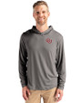 Oklahoma Sooners Vintage Cutter & Buck Coastline Epic Comfort Recycled Mens Hooded Shirt Elemental Grey Front