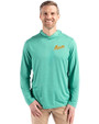 George Mason Patriots College Vault Cutter & Buck Coastline Epic Comfort Recycled Mens Hooded Shirt Kelly Green Front