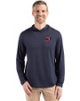 Jacksonville Jumbo Shrimp Cutter & Buck Coastline Epic Comfort Recycled Mens Hooded Shirt Navy Blue Front