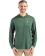 Tulane Green Wave College Vault Cutter & Buck Coastline Epic Comfort Recycled Mens Hooded Shirt Hunter Green Front