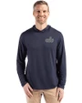 Old Dominion Monarchs College Vault Cutter & Buck Coastline Epic Comfort Recycled Mens Hooded Shirt Navy Blue Front