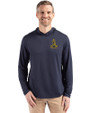 Northern Arizona Lumberjacks College Vault Cutter & Buck Coastline Epic Comfort Recycled Mens Hooded Shirt Navy Blue Front