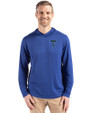 Tulsa Drillers Cutter & Buck Coastline Epic Comfort Recycled Mens Hooded Shirt Tour Blue Front