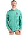 Hartford Yard Goats Cutter & Buck Coastline Epic Comfort Recycled Mens Hooded Shirt Kelly Green Front