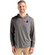 Montreal Expos Cooperstown Cutter & Buck Coastline Epic Comfort Recycled Mens Hooded Shirt Elemental Grey Front