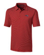 New England Patriots Americana Cutter & Buck Forge Pencil Stripe Stretch Mens Polo Cardinal Red Mannequin