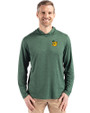 Baylor Sailor Bear College Vault Cutter & Buck Coastline Epic Comfort Recycled Mens Hooded Shirt Hunter Green Front