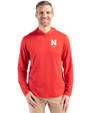 Nebraska Cornhuskers Alumni Cutter & Buck Coastline Epic Comfort Recycled Mens Hooded Shirt Red Front