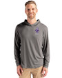 Kansas State Wildcats Wabash Vintage Cutter & Buck Coastline Epic Comfort Recycled Mens Hooded Shirt Elemental Grey Front