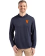 Virginia Hoos College Vault Cutter & Buck Coastline Epic Comfort Recycled Mens Hooded Shirt Navy Blue Front