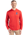 New England Patriots Historic Cutter & Buck Coastline Epic Comfort Recycled Mens Hooded Shirt Red Front