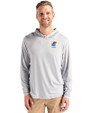 Kansas Jayhawks Alumni Cutter & Buck Coastline Epic Comfort Recycled Mens Hooded Shirt CONCRETE Front