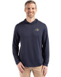 Montana State Bobcats Cutter & Buck Coastline Epic Comfort Recycled Mens Hooded Shirt Navy Blue Front