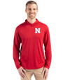 Nebraska Cornhuskers Cutter & Buck Coastline Epic Comfort Recycled Mens Hooded Shirt Cardinal Red Front