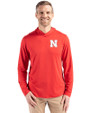 Nebraska Cornhuskers Cutter & Buck Coastline Epic Comfort Recycled Mens Hooded Shirt Red Front