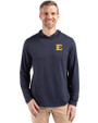 ETSU Buccaneers Cutter & Buck Coastline Epic Comfort Recycled Mens Hooded Shirt Navy Blue Front