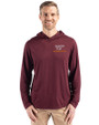Virginia Tech Hokies Cutter & Buck Coastline Epic Comfort Recycled Mens Hooded Shirt Bordeaux Front