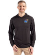 Kansas Jayhawks Cutter & Buck Coastline Epic Comfort Recycled Mens Hooded Shirt Black Front