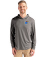 Kansas Jayhawks Cutter & Buck Coastline Epic Comfort Recycled Mens Hooded Shirt Elemental Grey Front