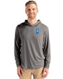 Indiana State Sycamores Cutter & Buck Coastline Epic Comfort Recycled Mens Hooded Shirt Elemental Grey Front