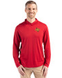 Midwestern State Mustangs Cutter & Buck Coastline Epic Comfort Recycled Mens Hooded Shirt Cardinal Red Front