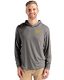 Michigan Wolverines Cutter & Buck Coastline Epic Comfort Recycled Mens Hooded Shirt Elemental Grey Front