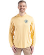 Cal Poly Mustangs Cutter & Buck Coastline Epic Comfort Recycled Mens Hooded Shirt Desert Front