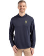 Navy Midshipmen Cutter & Buck Coastline Epic Comfort Recycled Mens Hooded Shirt Navy Blue Front