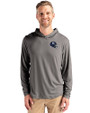 New York Giants NFL Helmet Cutter & Buck Coastline Epic Comfort Recycled Mens Hooded Shirt Elemental Grey Front