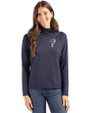Philadelphia Phillies Stars & Stripes Cutter & Buck Coastline Epic Comfort Recycled Womens Funnel Neck Navy Blue Front