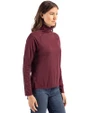 Washington Commanders NFL Helmet Cutter & Buck Coastline Epic Comfort Recycled Womens Funnel Neck Bordeaux Side