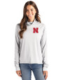 Nebraska Cornhuskers Cutter & Buck Coastline Epic Comfort Recycled Womens Funnel Neck CONCRETE Front