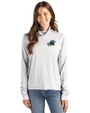 Tulane Green Wave Cutter & Buck Coastline Epic Comfort Recycled Womens Funnel Neck CONCRETE Front
