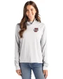 Umass Minutemen Cutter & Buck Coastline Epic Comfort Recycled Womens Funnel Neck CONCRETE Front