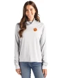 Clemson Tigers Cutter & Buck Coastline Epic Comfort Recycled Womens Funnel Neck CONCRETE Front